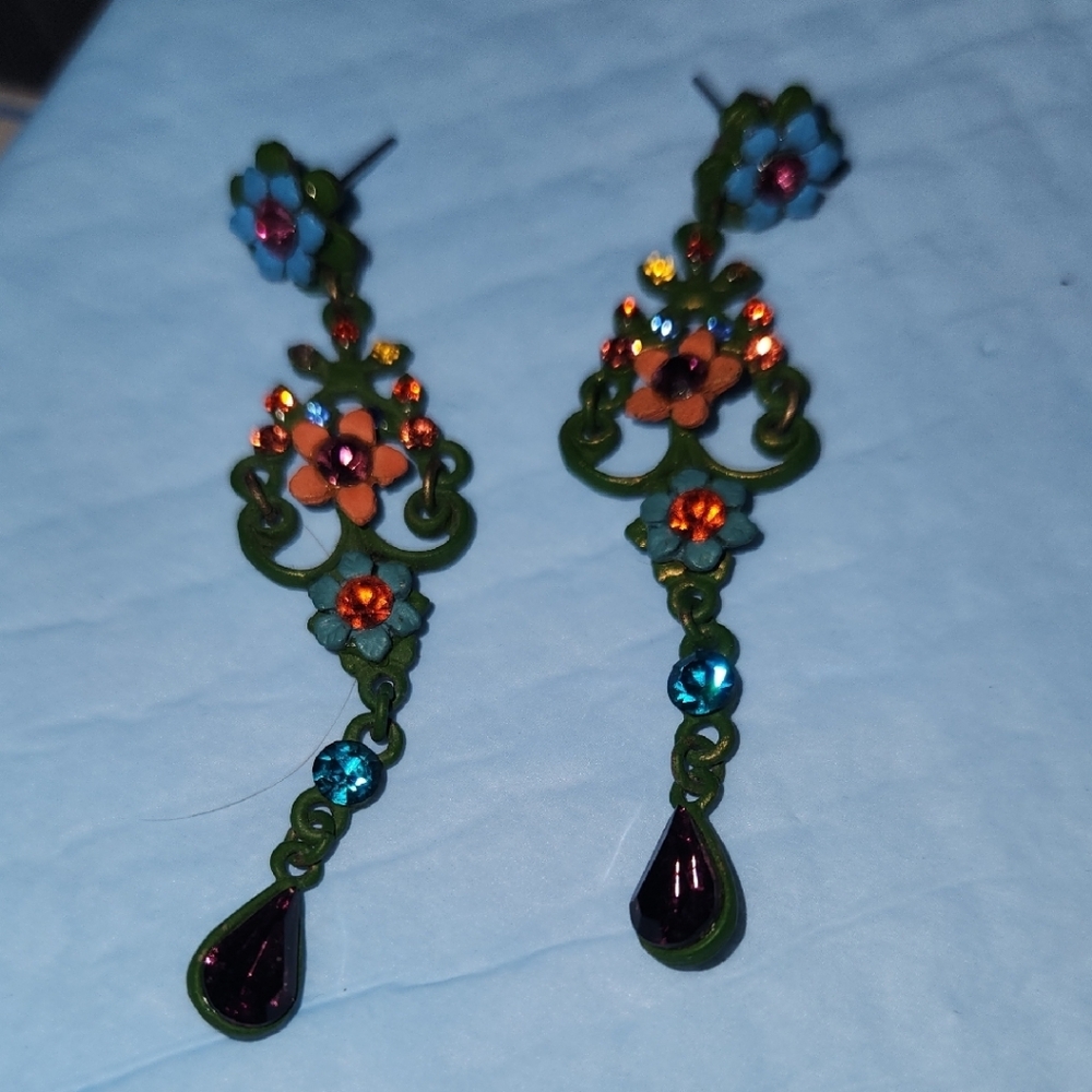Floral Multicolor Drop Earrings